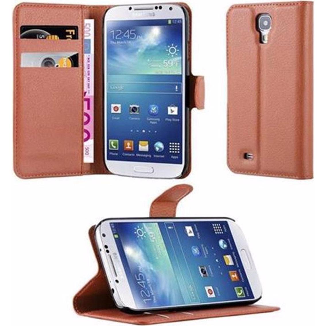 Cadorabo Book mit Standfunktion Cover (Samsung Galaxy S4), Smartphone Hülle, Braun