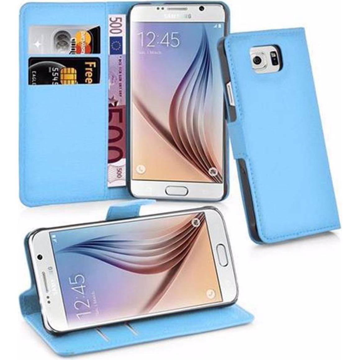 Cadorabo Book mit Standfunktion Cover (Samsung Galaxy S6), Smartphone Hülle, Blau