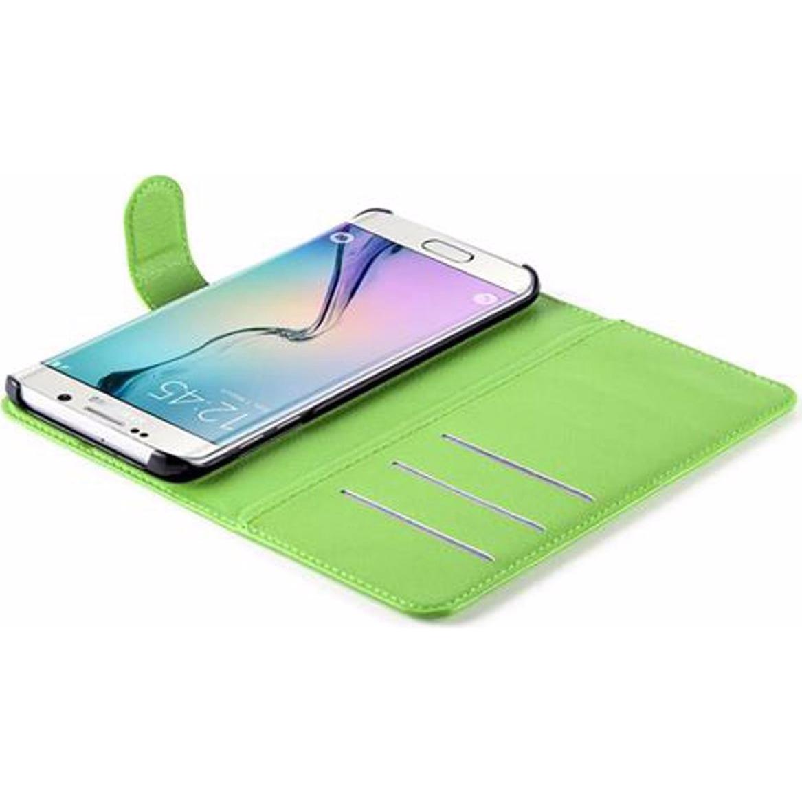 Thumbnail - Cadorabo Book mit Standfunktion Cover (Samsung Galaxy S6 Edge), Smartphone Hülle, Grün