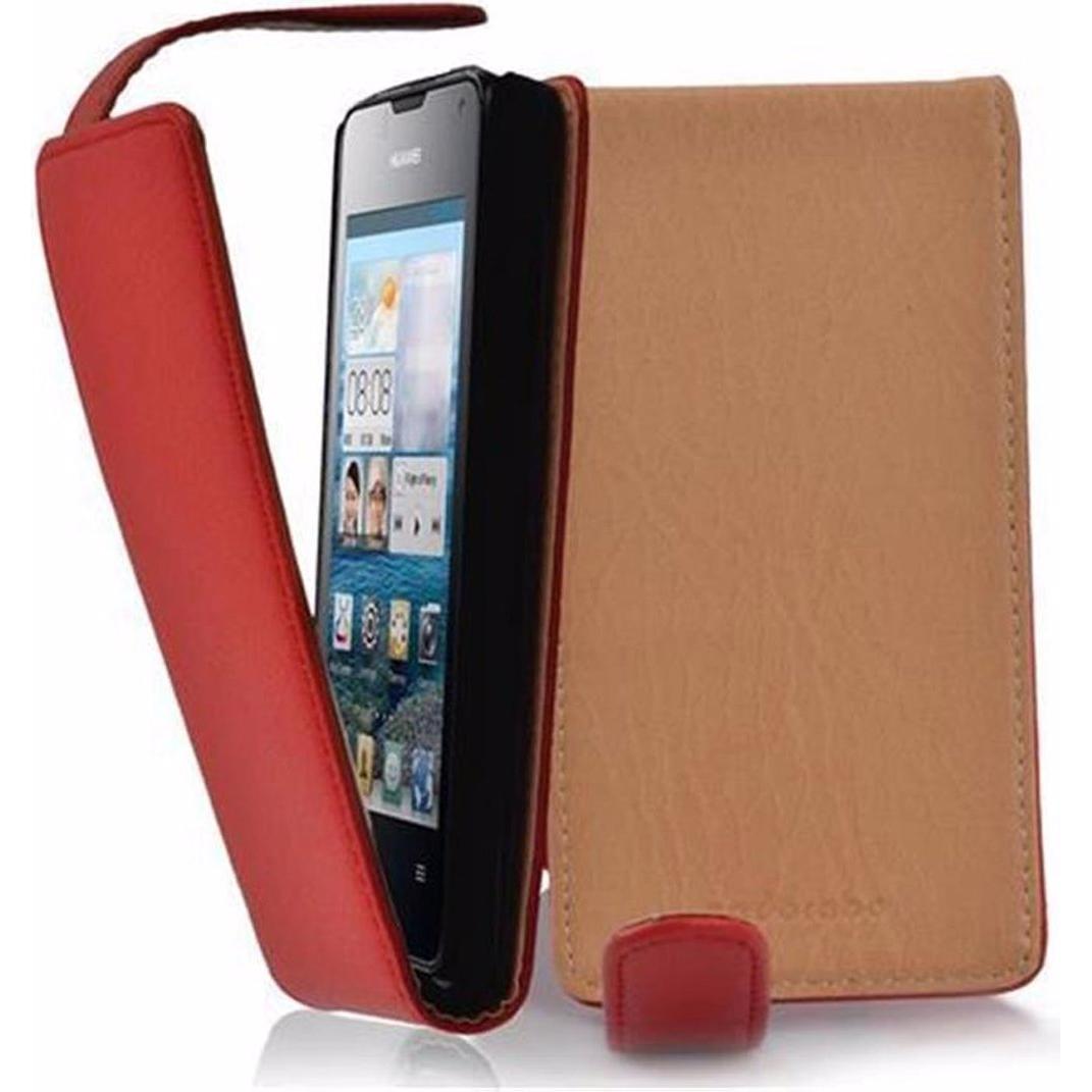 Cadorabo Flip mit Struktur Cover (Huawei Ascend Y300), Smartphone Hülle, Rot