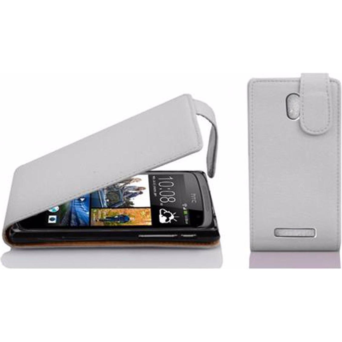 Cadorabo Flip mit Struktur Cover (HTC Desire 500), Smartphone Hülle, Weiss