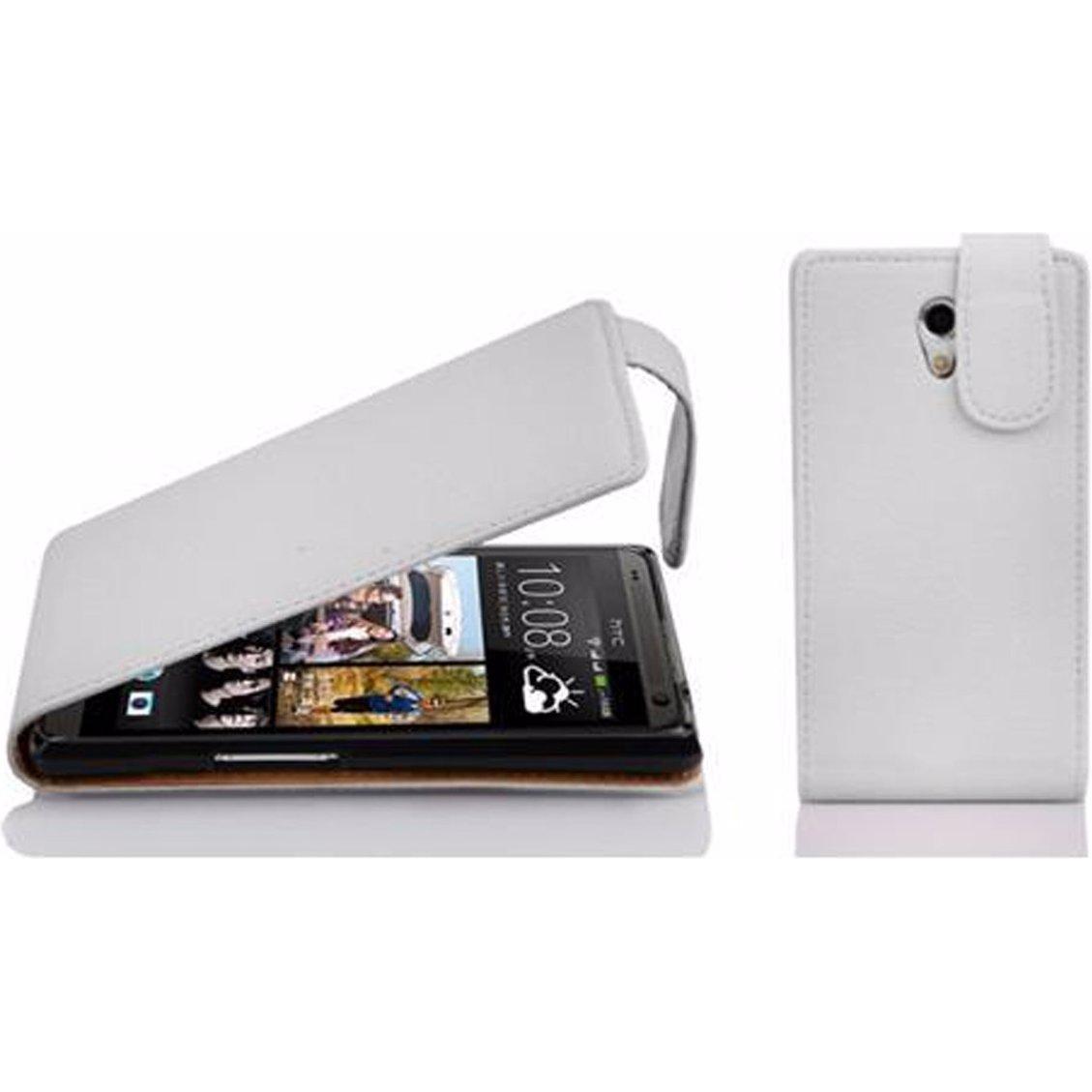 Cadorabo Flip mit Struktur Cover (HTC Desire 600), Smartphone Hülle, Weiss