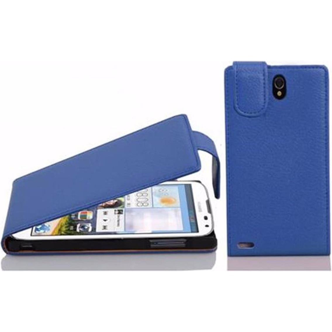 Cadorabo Flip mit Struktur Cover (Huawei Ascend G610), Smartphone Hülle, Blau