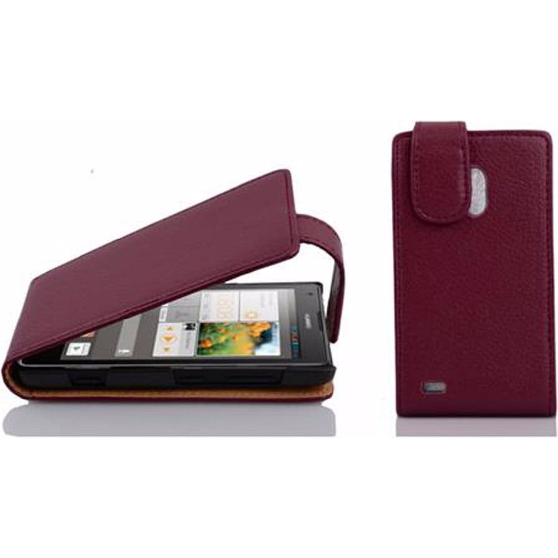 Cadorabo Flip mit Struktur Cover (Huawei Ascend G700), Smartphone Hülle, Violett