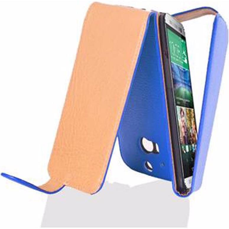 Cadorabo Flip mit Struktur Cover (HTC One M8), Smartphone Hülle, Blau