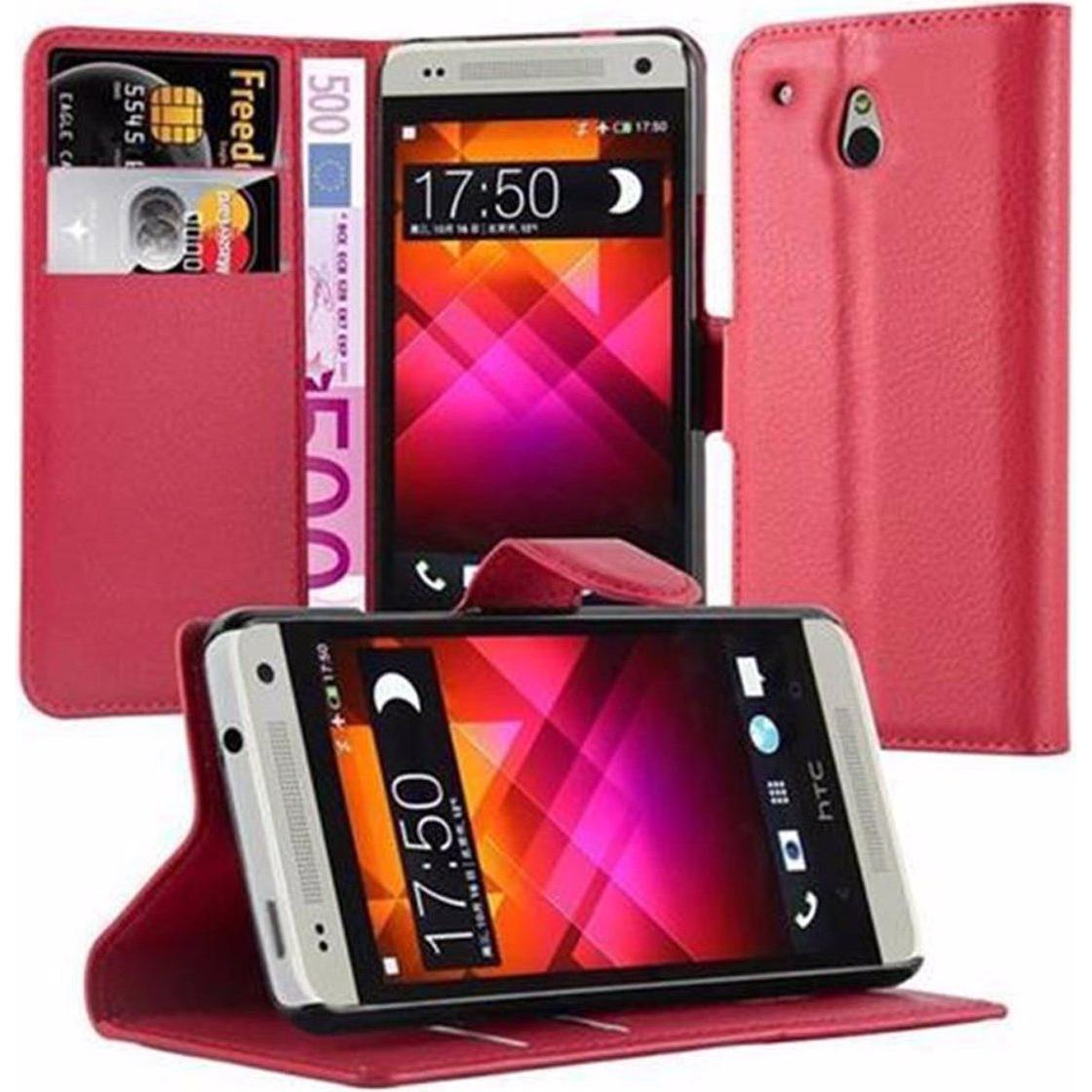 Cadorabo Book mit Standfunktion Cover (HTC One Mini), Smartphone Hülle, Rot