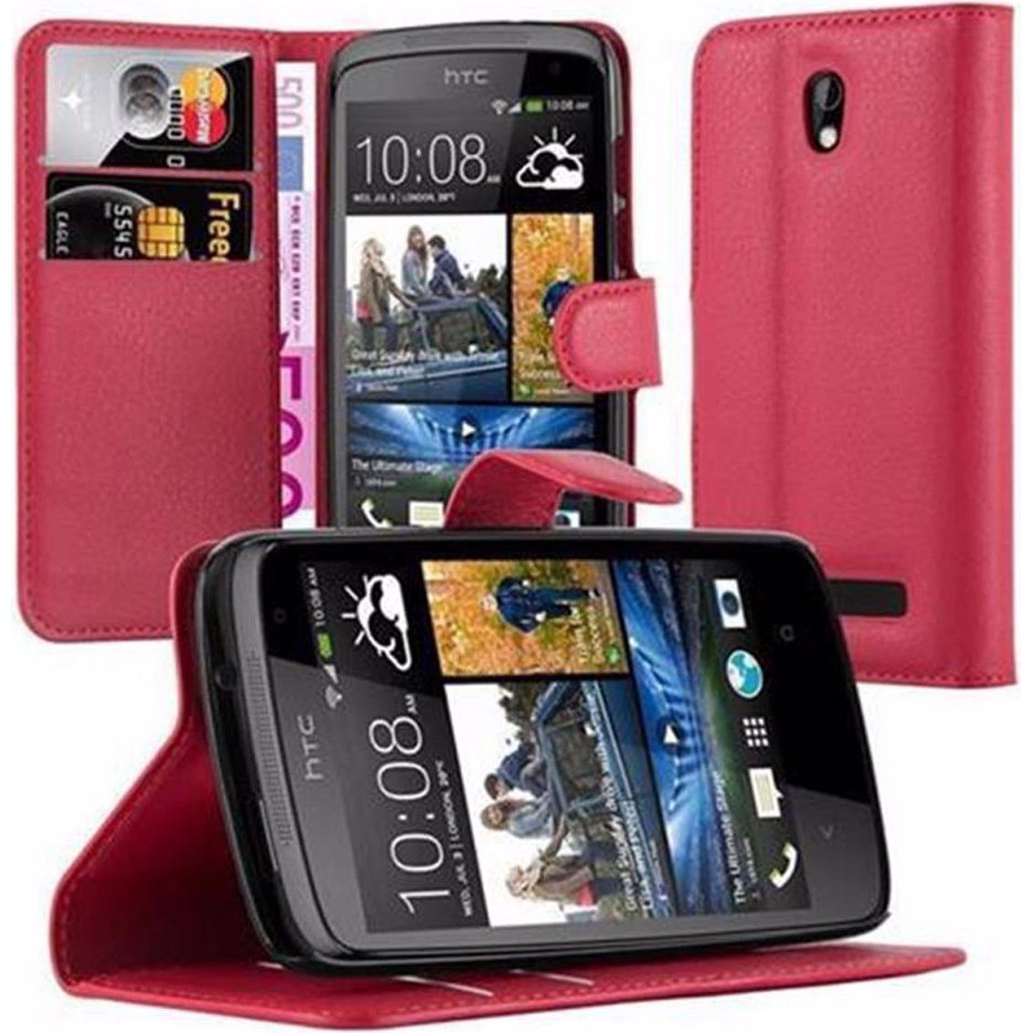 Cadorabo Book mit Standfunktion Cover (HTC Desire 500), Smartphone Hülle, Rot