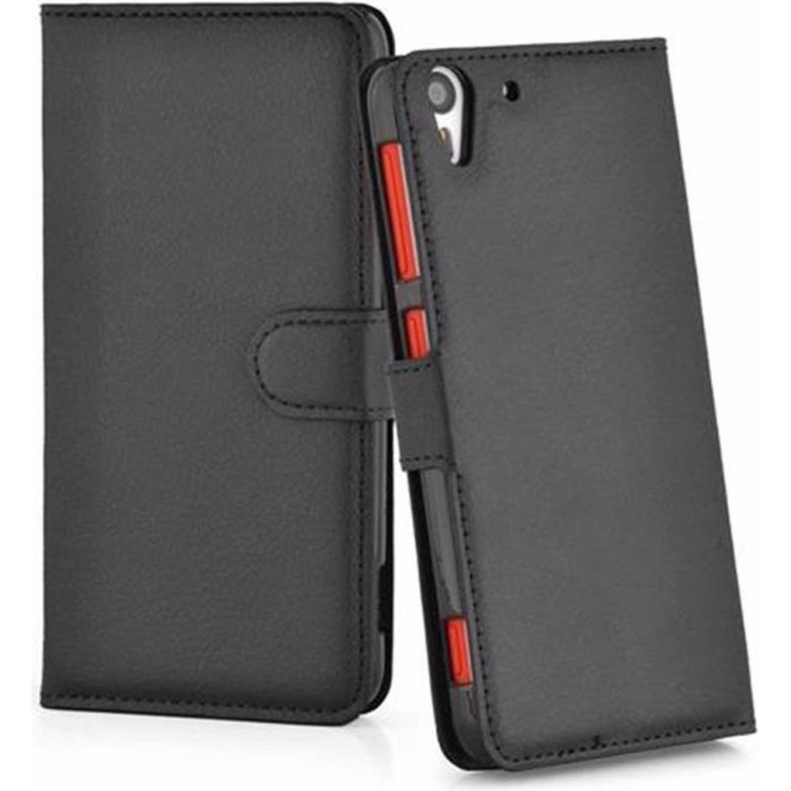 Cadorabo Book mit Standfunktion Cover (HTC Desire Eye), Smartphone Hülle, Schwarz
