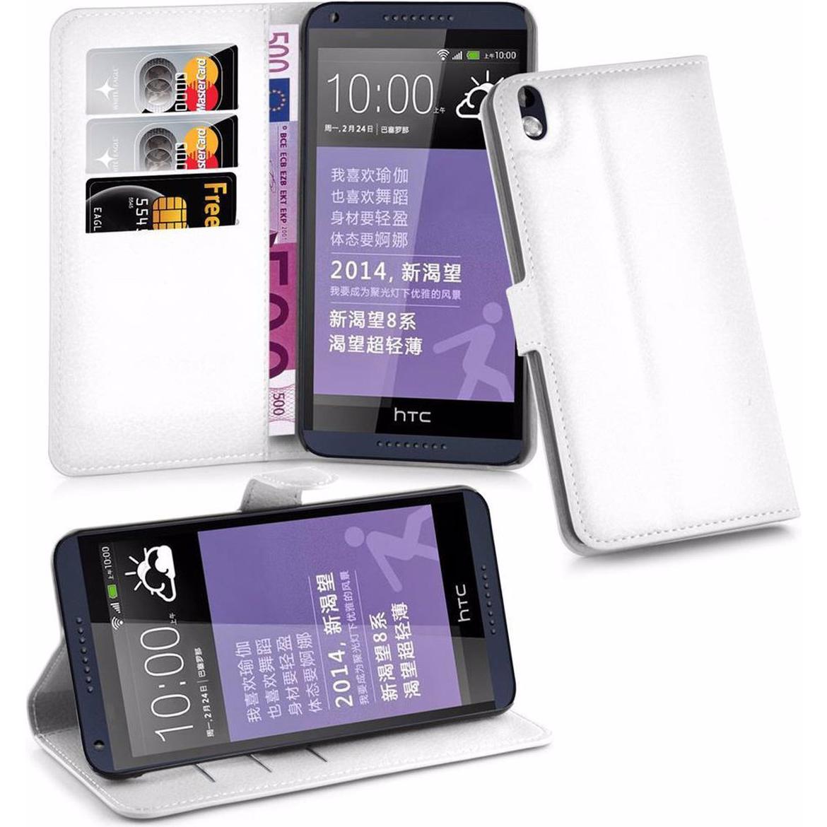 Thumbnail - Cadorabo Book mit Standfunktion Cover (HTC Desire 816), Smartphone Hülle, Weiss