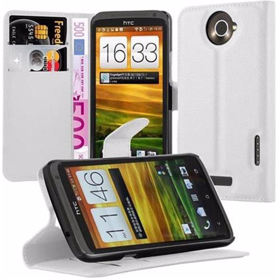 Cadorabo Book mit Standfunktion Cover (HTC One X+), Smartphone Hülle, Weiss