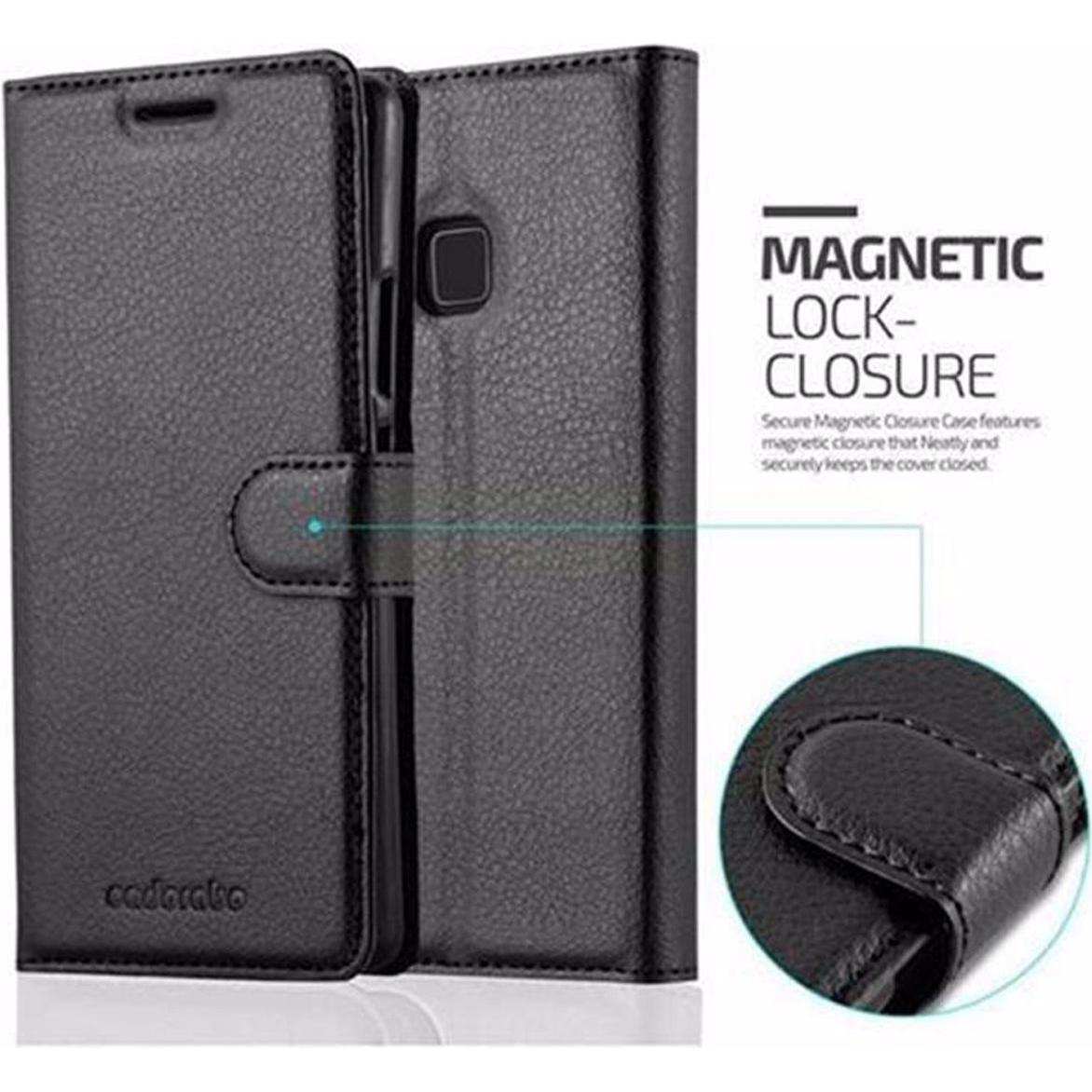 Thumbnail - Cadorabo Book mit Standfunktion Cover (Huawei P9 Lite), Smartphone Hülle, Schwarz
