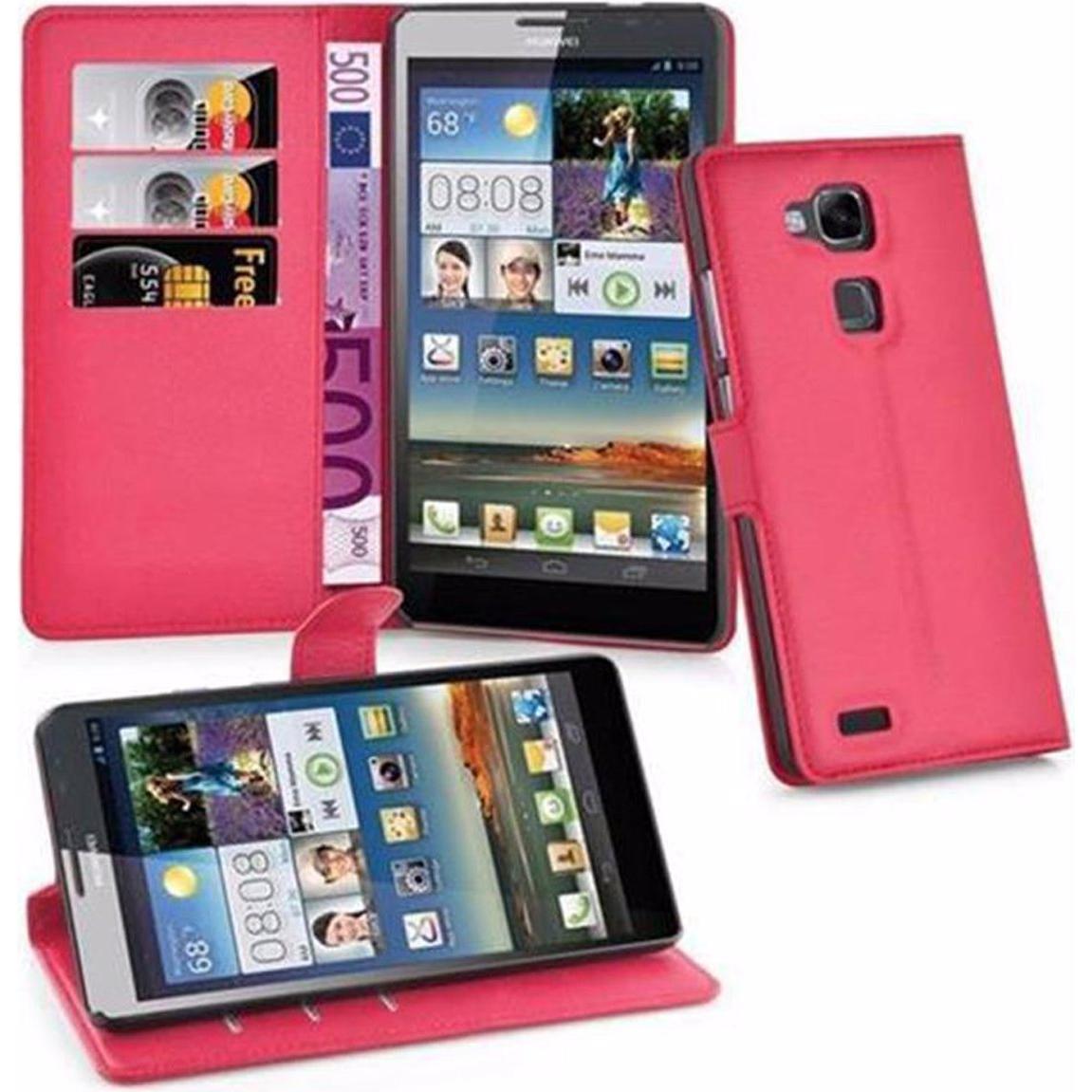 Cadorabo Book mit Standfunktion Cover (Huawei D3 Mate 7), Smartphone Hülle, Rot
