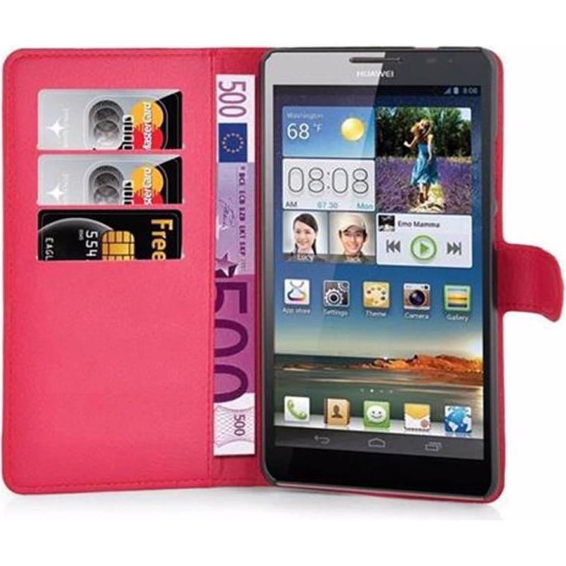 Thumbnail - Cadorabo Book mit Standfunktion Cover (Huawei D3 Mate 7), Smartphone Hülle, Rot