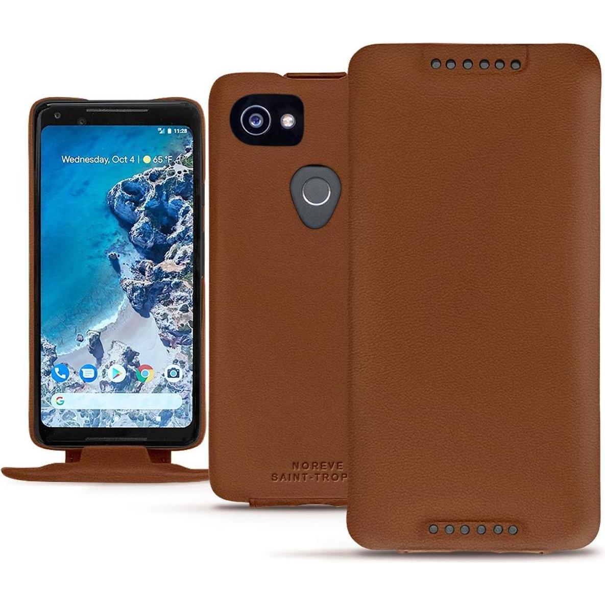 Noreve Lederschutzhülle vertikal (Google Pixel 2 XL), Smartphone Hülle, Braun
