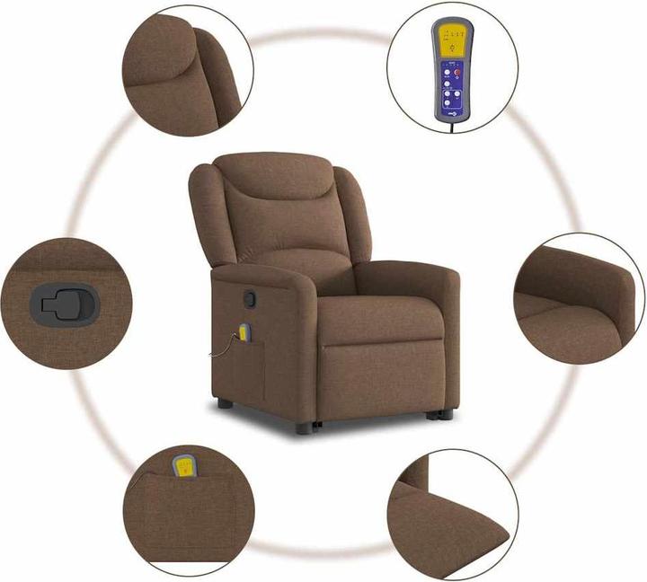 Immagine prodotto VidaXL Poltrona massaggiante con ausilio stand-up in tessuto marrone