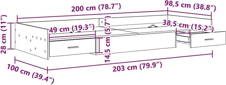 Produktbild vidaXL Plattformbett (98.50 x 200 cm)