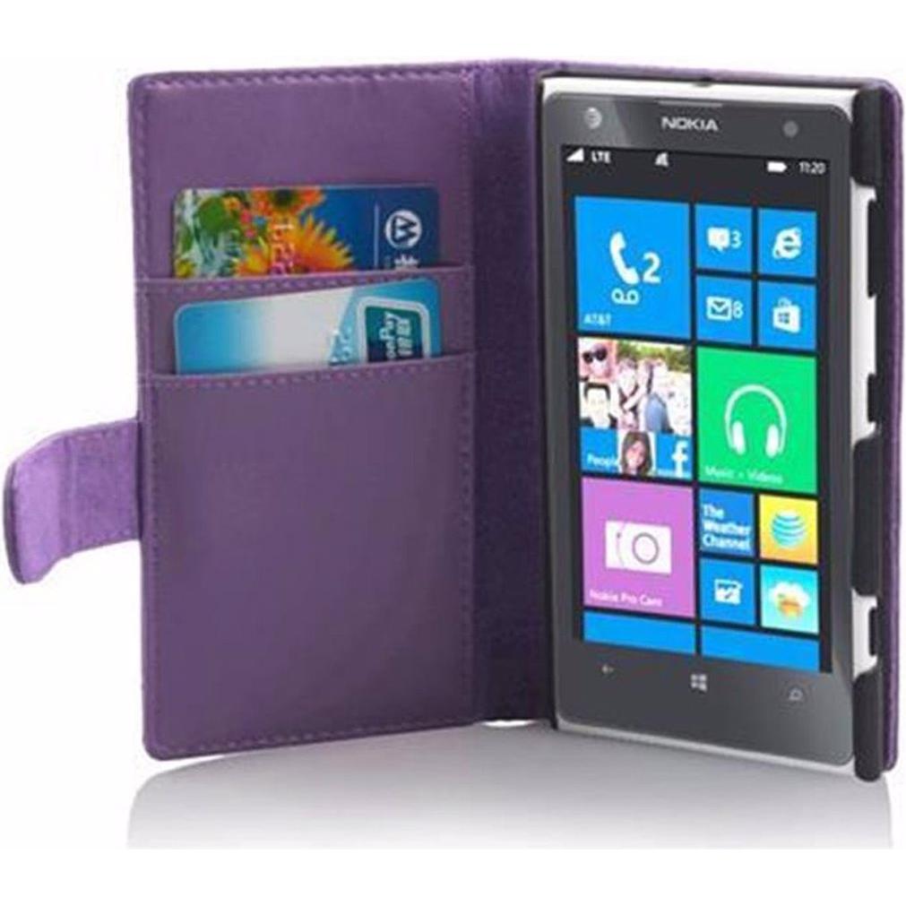 Cadorabo Book Glatt Cover (Nokia Lumia 1020), Smartphone Hülle, Violett