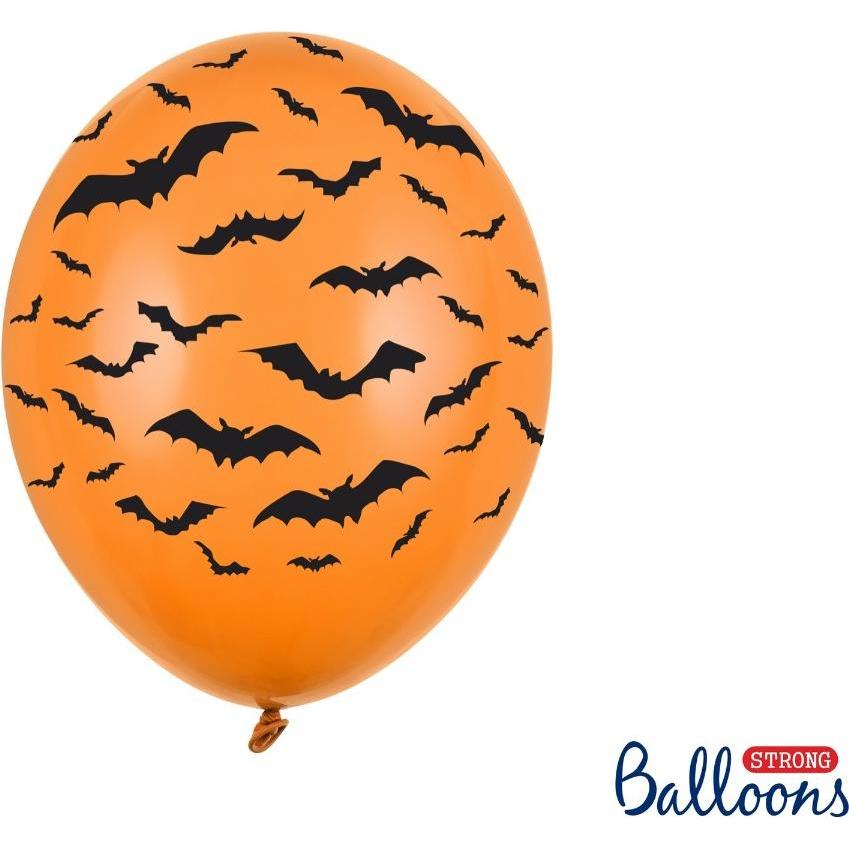 Partydeco Orangefarbene Fledermaus-Luftballons (6 Stk)