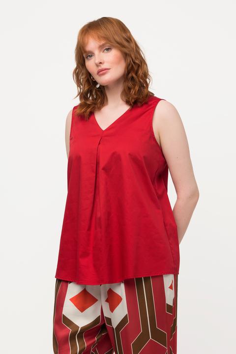 Immagine prodotto Ulla Popken Top smanicato con raso, piega decorativa e scollo a V (46, 48)