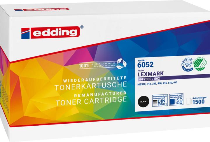 Actual product image Edding Toner replaces Lexmark 50F2000 / 502 Black 1500 pages EDD-6052