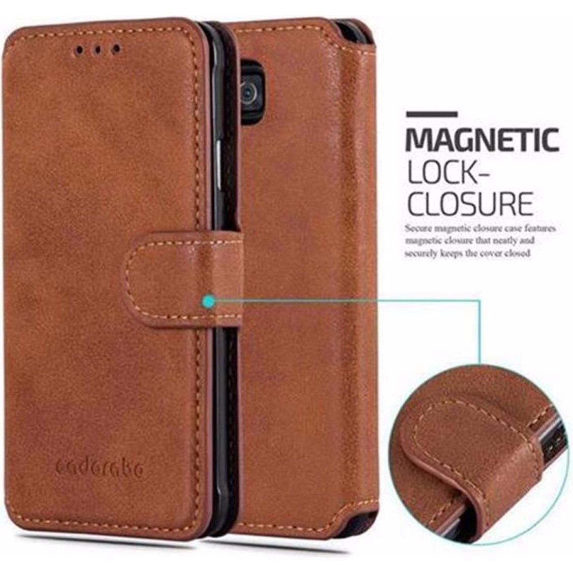 Thumbnail - Cadorabo Book Retro Matt Wallet Cover (Samsung Galaxy Alpha), Smartphone Hülle, Braun