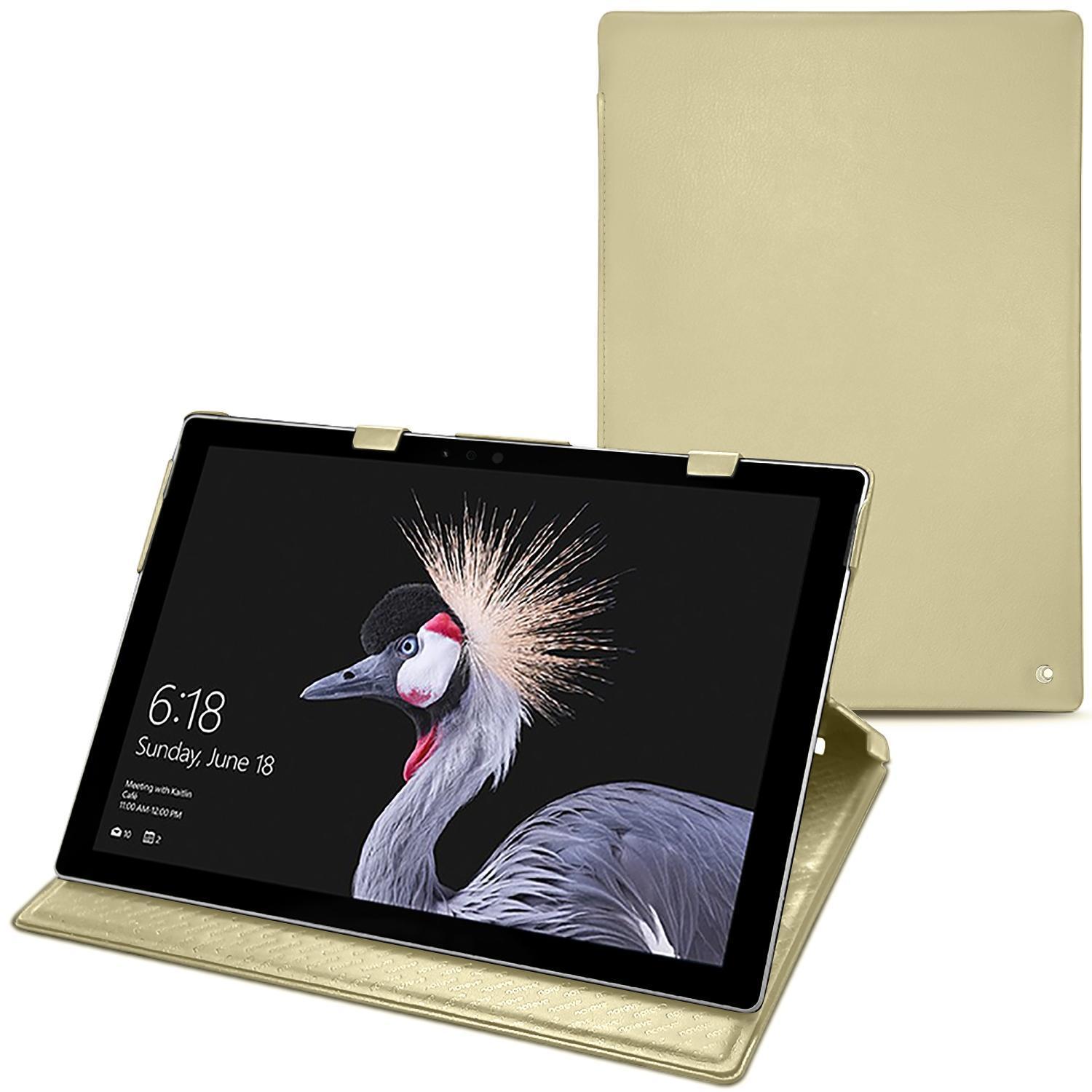 Noreve Lederschutzhülle vertikal (Surface Pro (2017)), Tablet Hülle, Beige