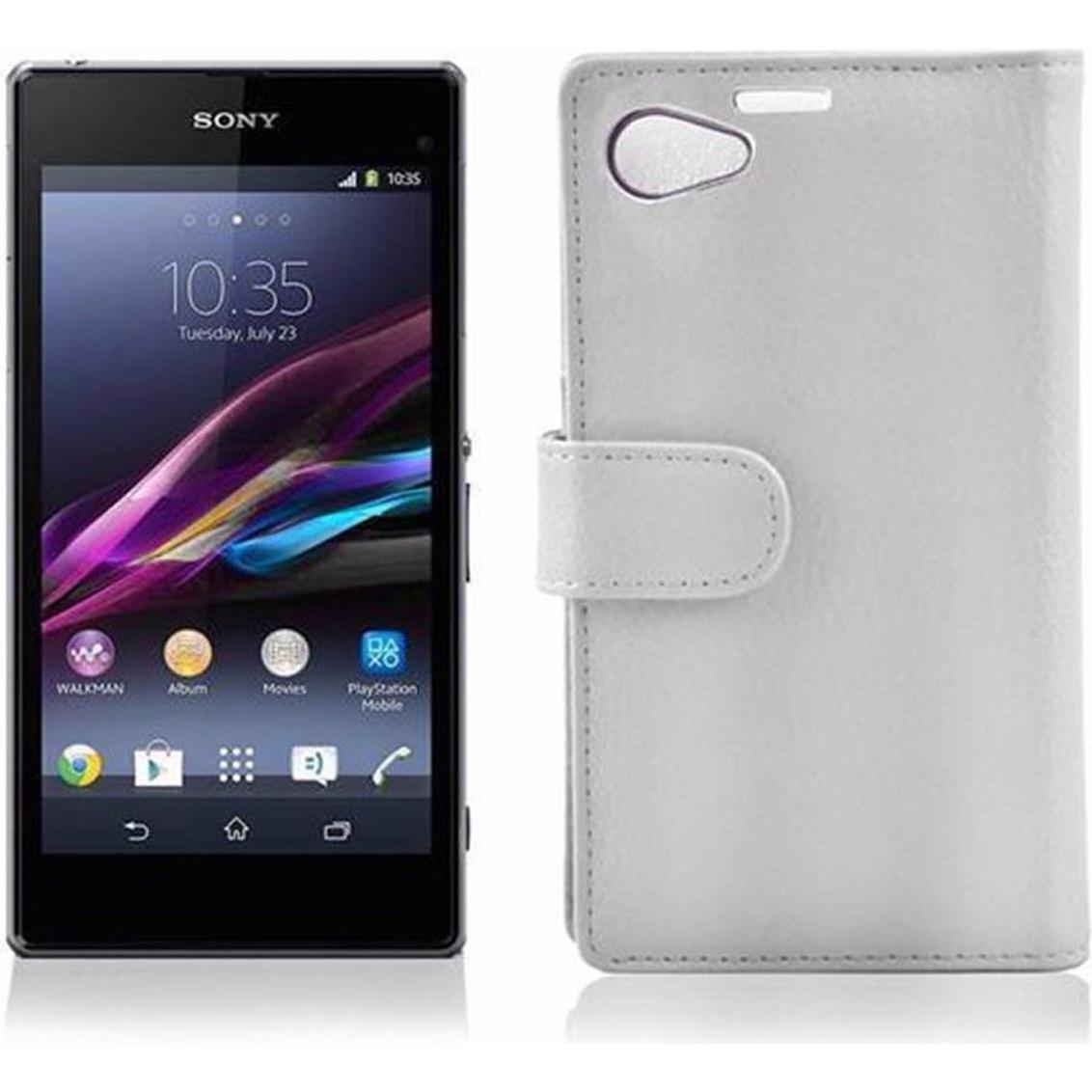 Thumbnail - Cadorabo Book mit Struktur Cover (Sony Xperia Z1 Compact), Smartphone Hülle, Weiss