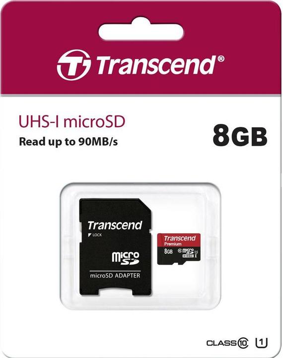 Productafbeelding Transcend microSDHC Premium (8 GB, microSDHC, U1, UHS-I)