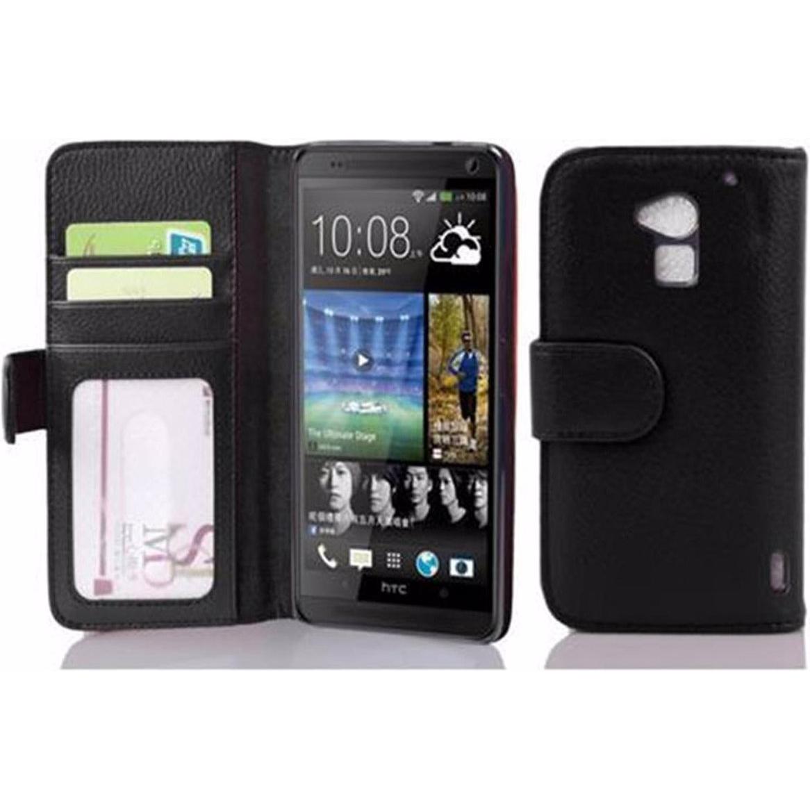 Cadorabo Book mit 3 Kartenfächer Cover (HTC One Max), Smartphone Hülle, Schwarz
