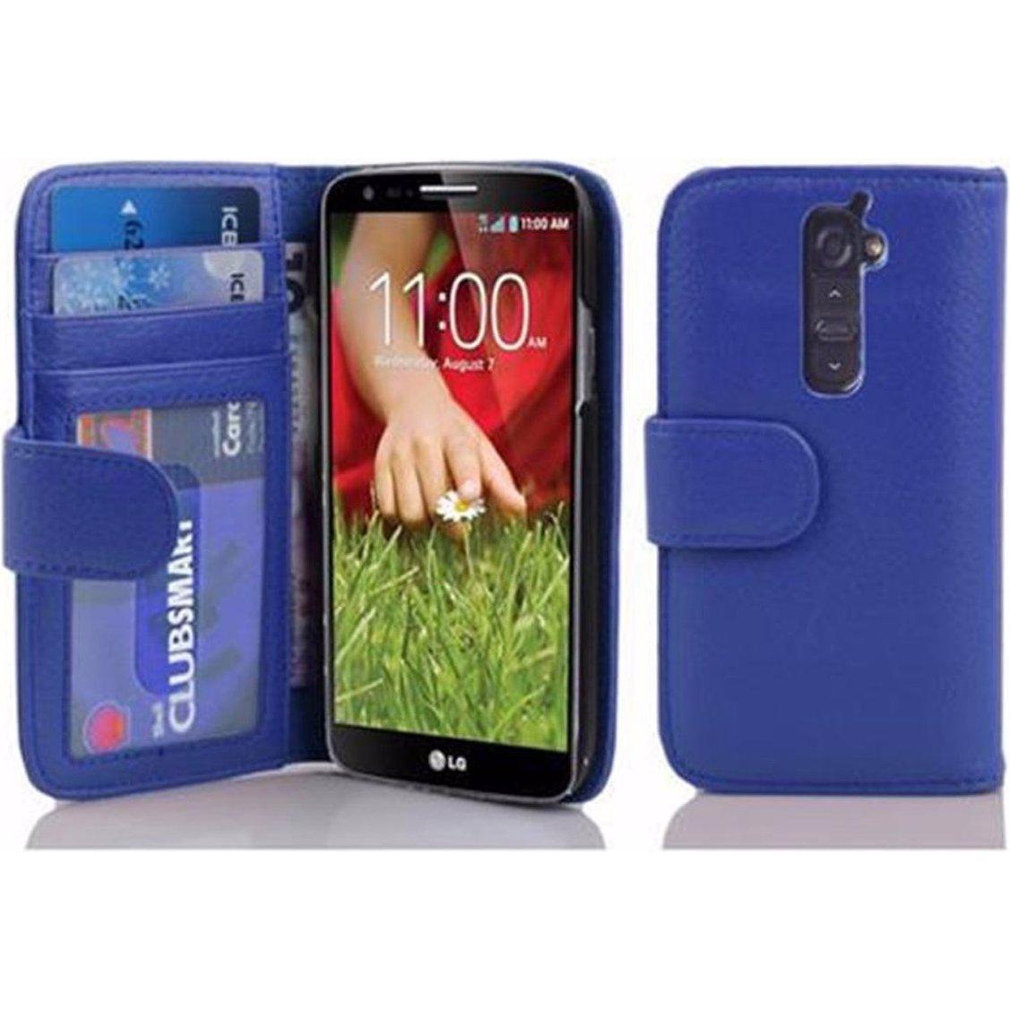 Thumbnail - Cadorabo Book mit 3 Kartenfächer Cover (LG G2), Smartphone Hülle, Blau
