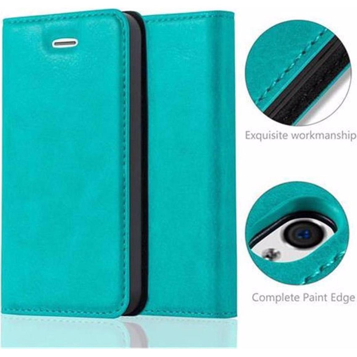 Thumbnail - Cadorabo Book Invisible Magnet Cover (Apple iPhone 4s, Apple iPhone 4), Smartphone Hülle, Türkis
