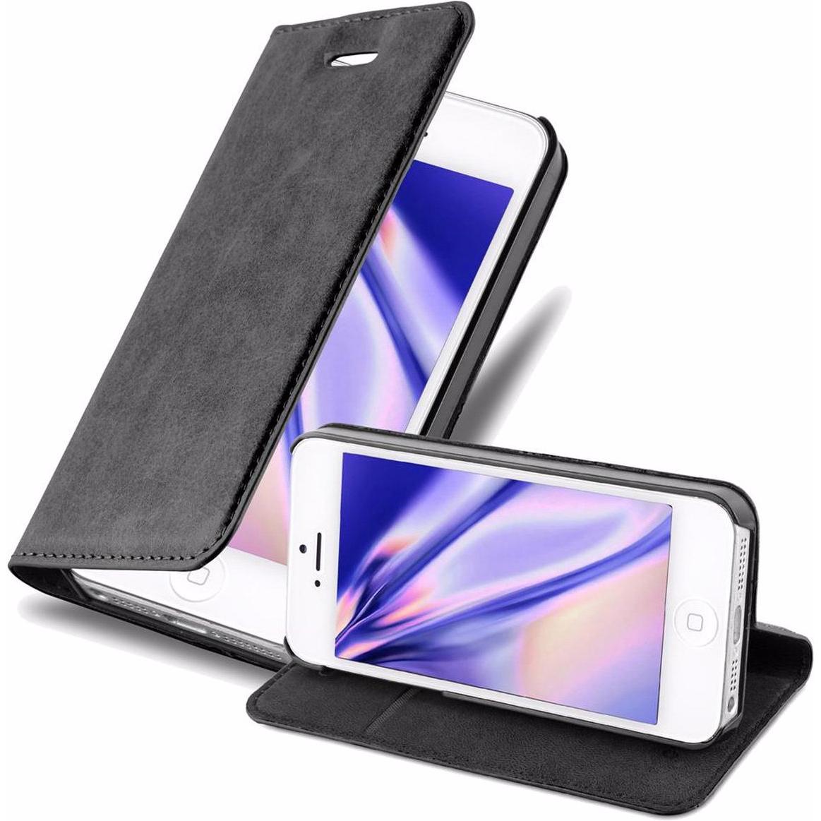 Cadorabo Book Invisible Magnet Cover (Apple iPhone 5), Smartphone Hülle, Schwarz
