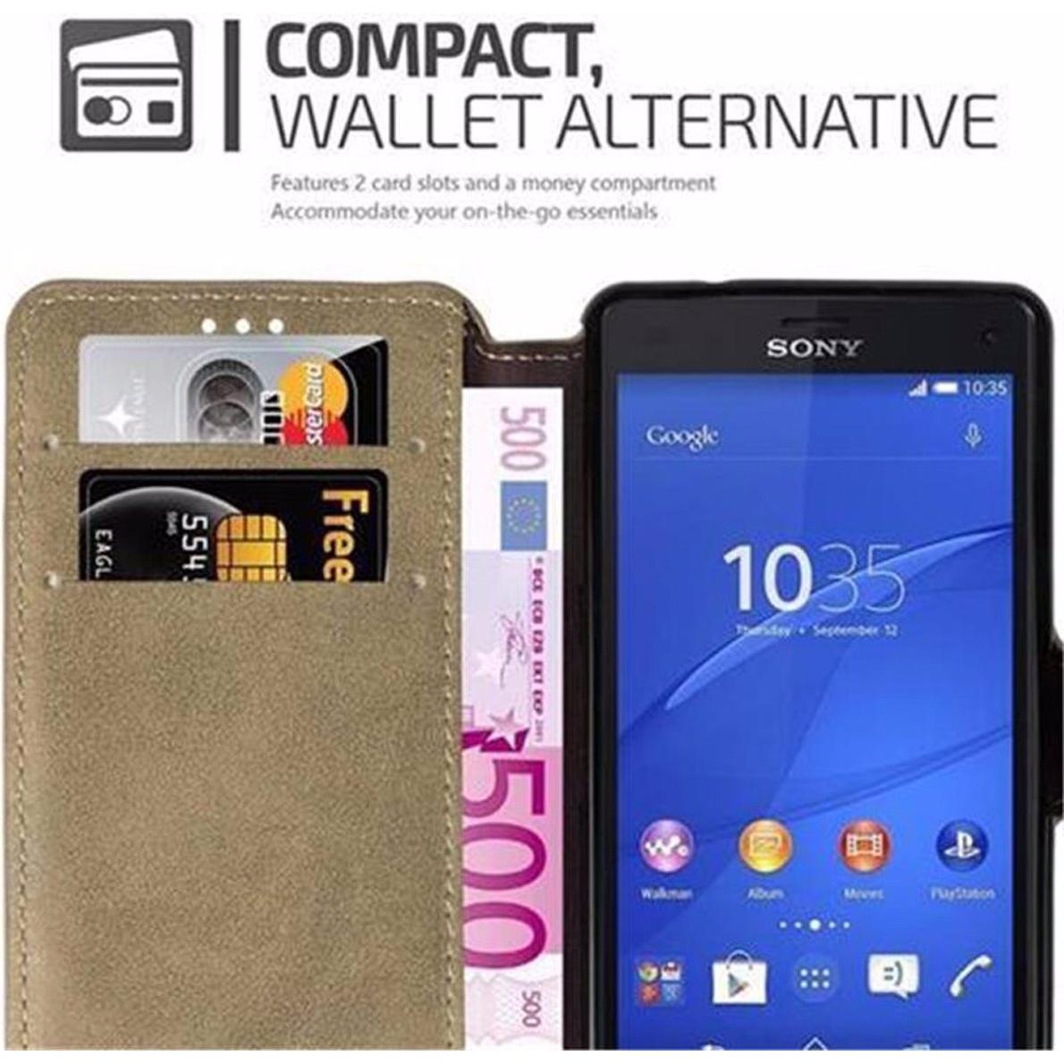 Cadorabo Book Retro Matt Wallet Cover (Sony Xperia Z3 Compact), Smartphone Hülle, Braun