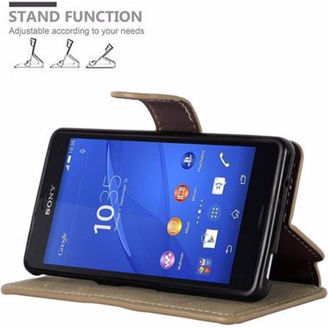 Thumbnail - Cadorabo Book Retro Matt Wallet Cover (Sony Xperia Z3 Compact), Smartphone Hülle, Braun