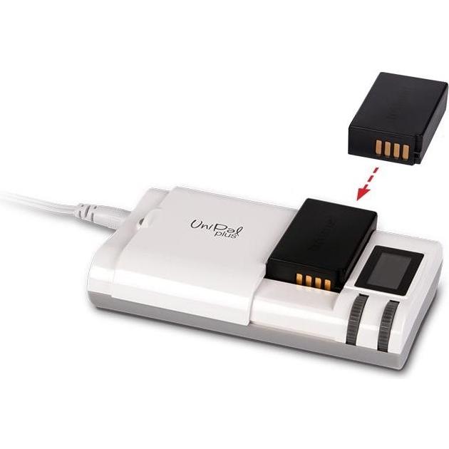 Hähnel UniPal Plus V2 Universal Ladegerät für LI-Ion-Akkus (Ladegerät), Kamera Stromversorgung, Weiss