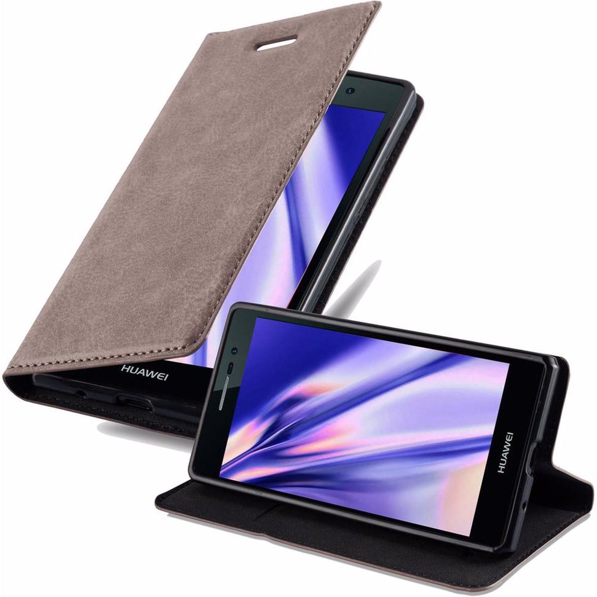 Cadorabo Book Invisible Magnet Cover (Huawei Ascend P7), Smartphone Hülle, Braun