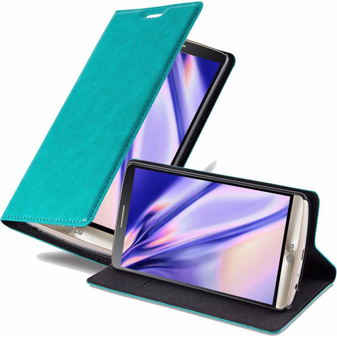 Cadorabo Book Invisible Magnet Cover (LG G3), Smartphone Hülle, Türkis
