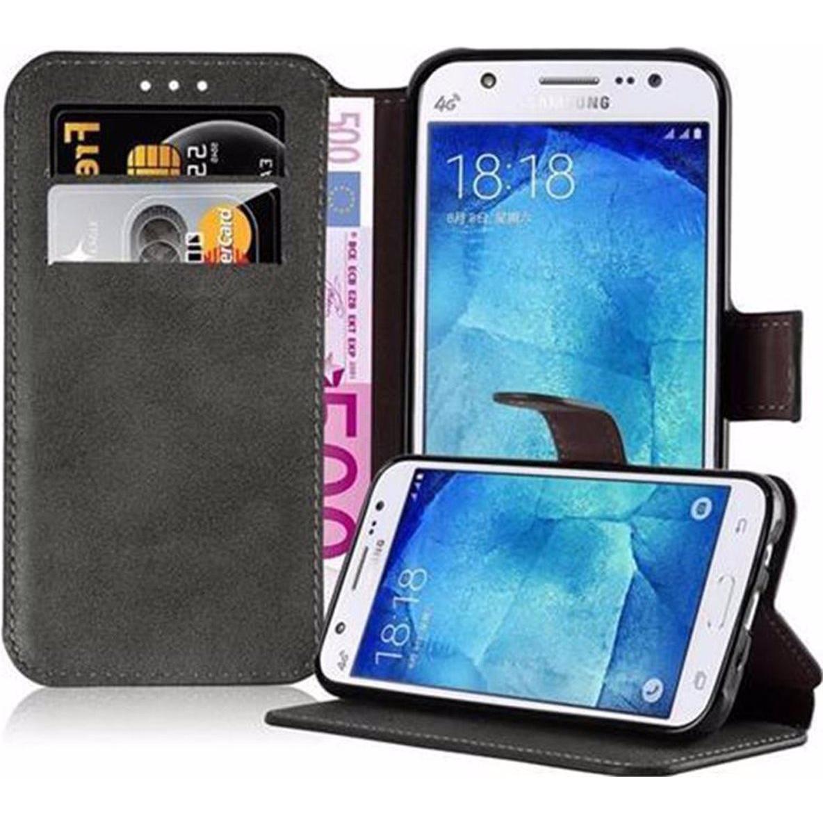 Cadorabo Book Retro Matt Wallet Cover (Samsung Galaxy J5 (2015)), Smartphone Hülle, Grau