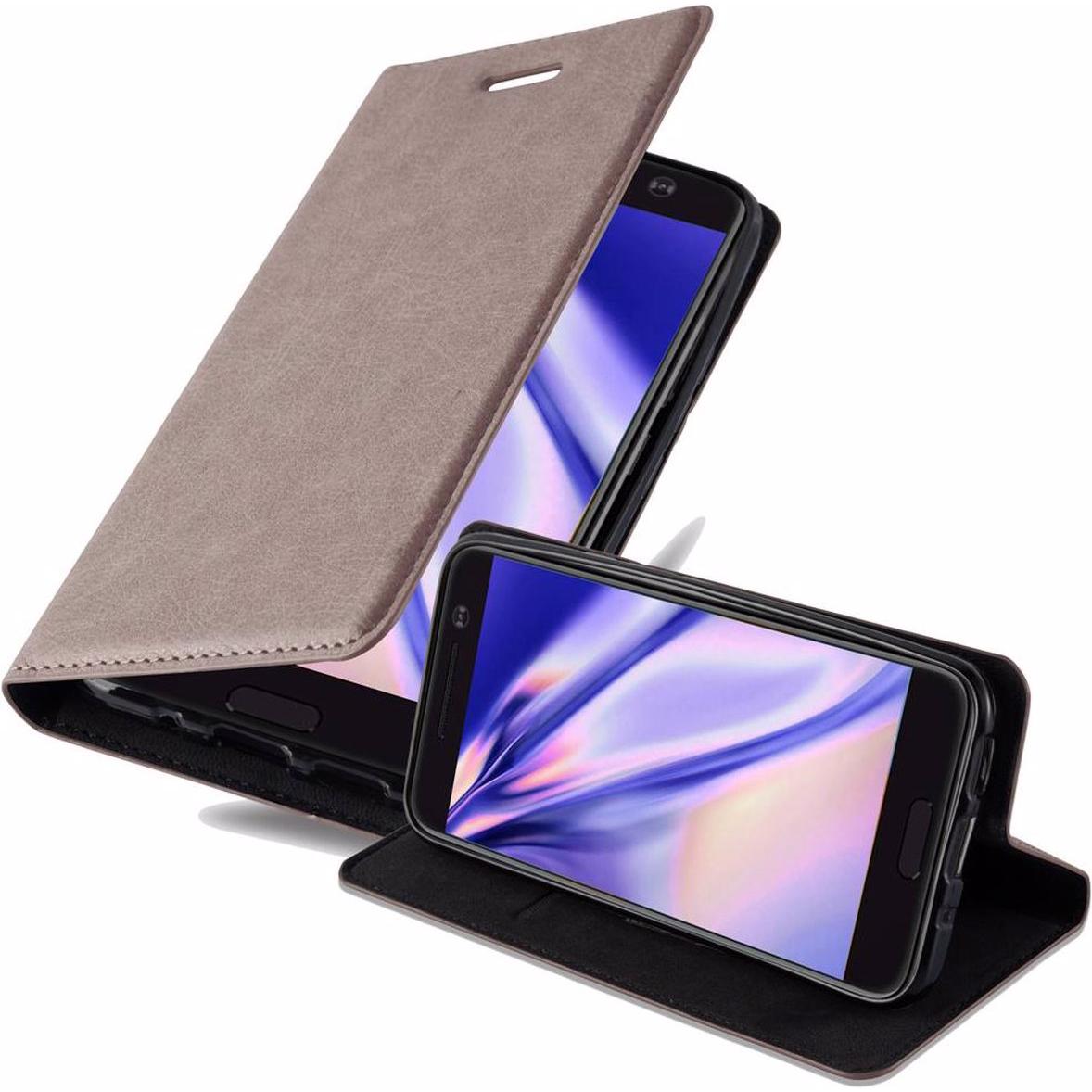 Cadorabo Book Invisible Magnet Cover (HTC One 10), Smartphone Hülle, Braun