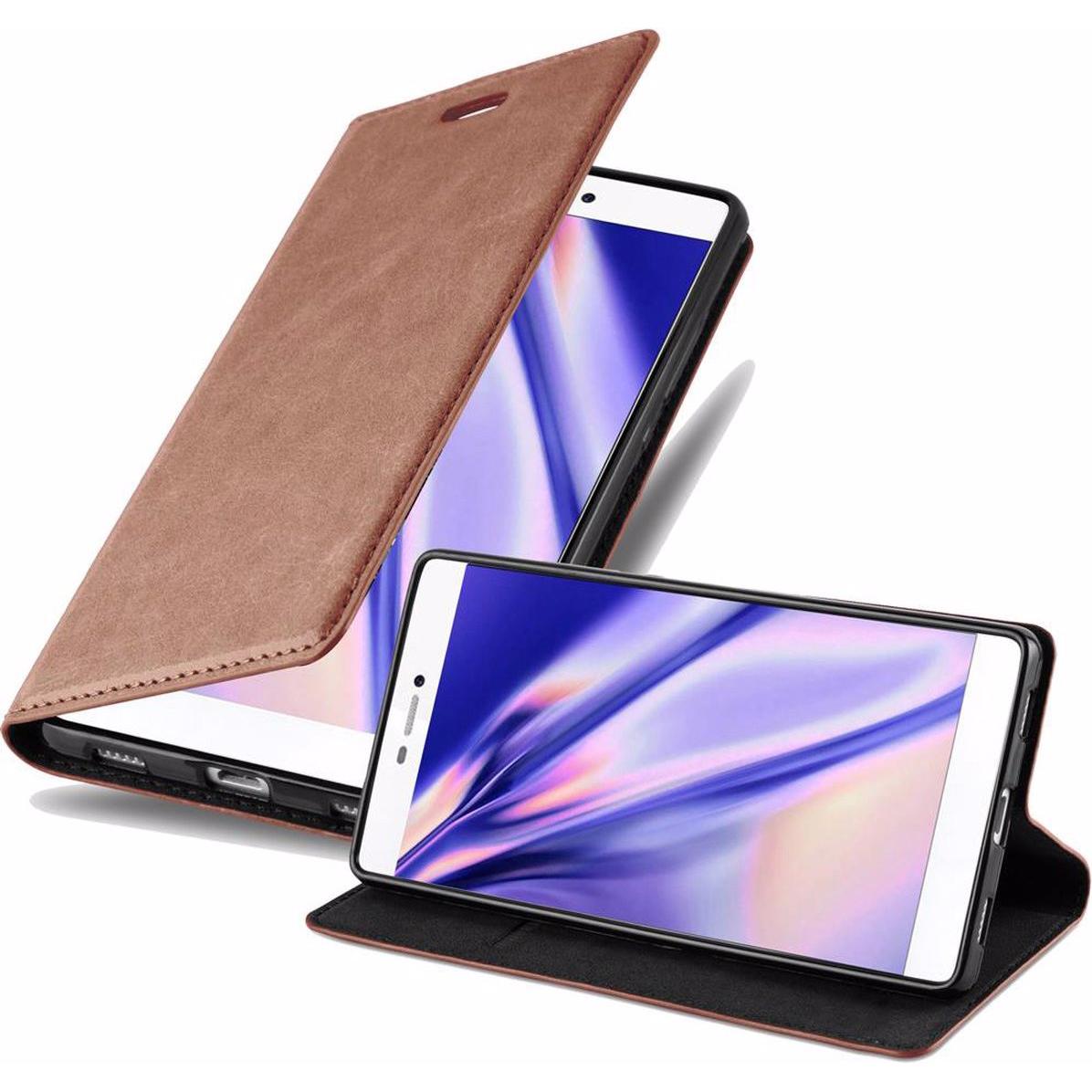 Cadorabo Book Invisible Magnet Cover (Huawei P8), Smartphone Hülle, Braun