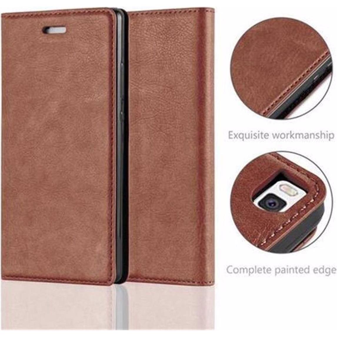 Thumbnail - Cadorabo Book Invisible Magnet Cover (Huawei P8), Smartphone Hülle, Braun