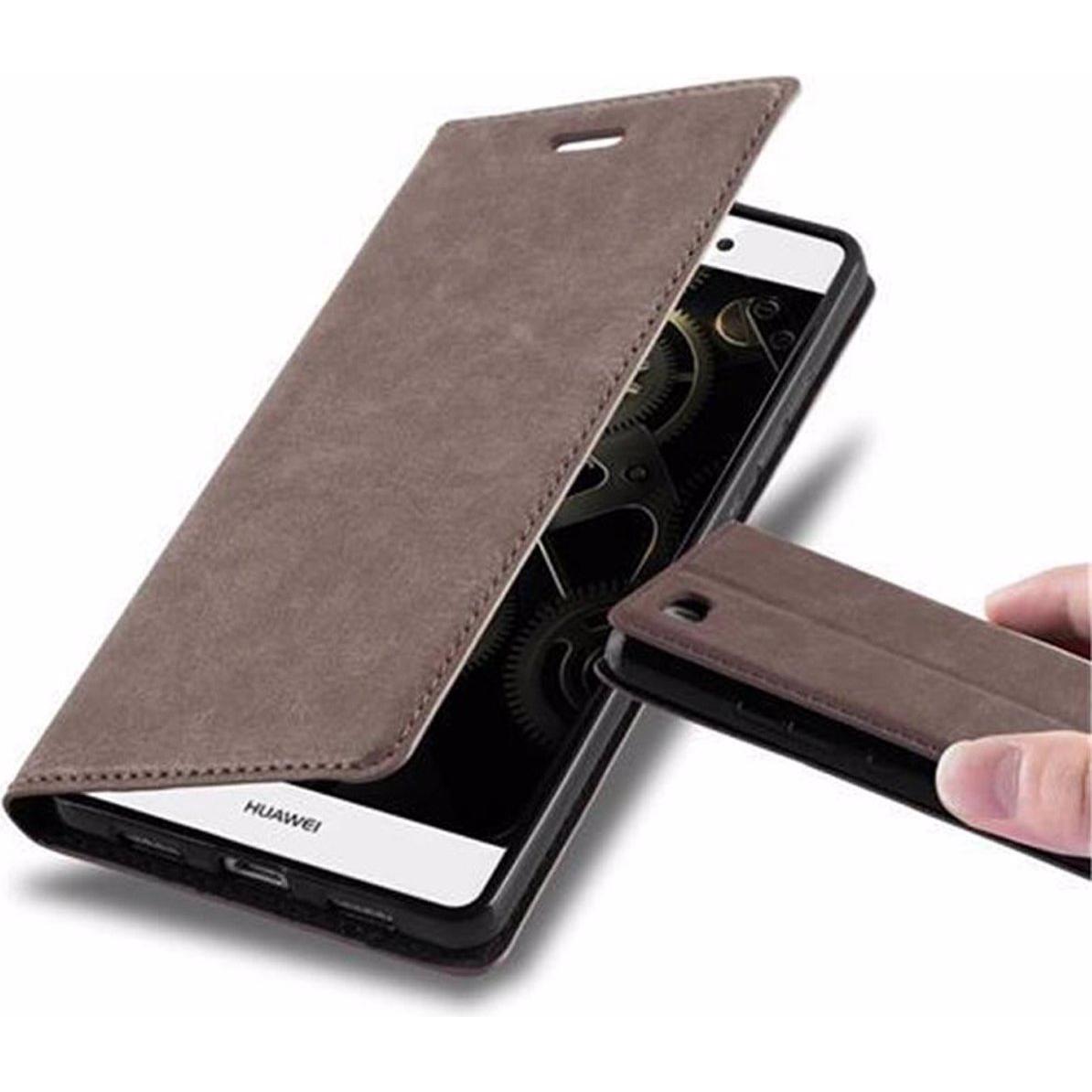 Cadorabo Book Invisible Magnet Cover (Huawei P8 Lite), Smartphone Hülle, Braun