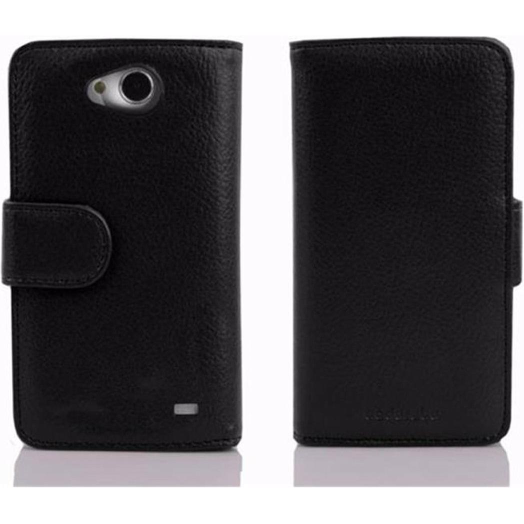 Cadorabo Book mit 3 Kartenfächer Cover (LG L70), Smartphone Hülle, Schwarz