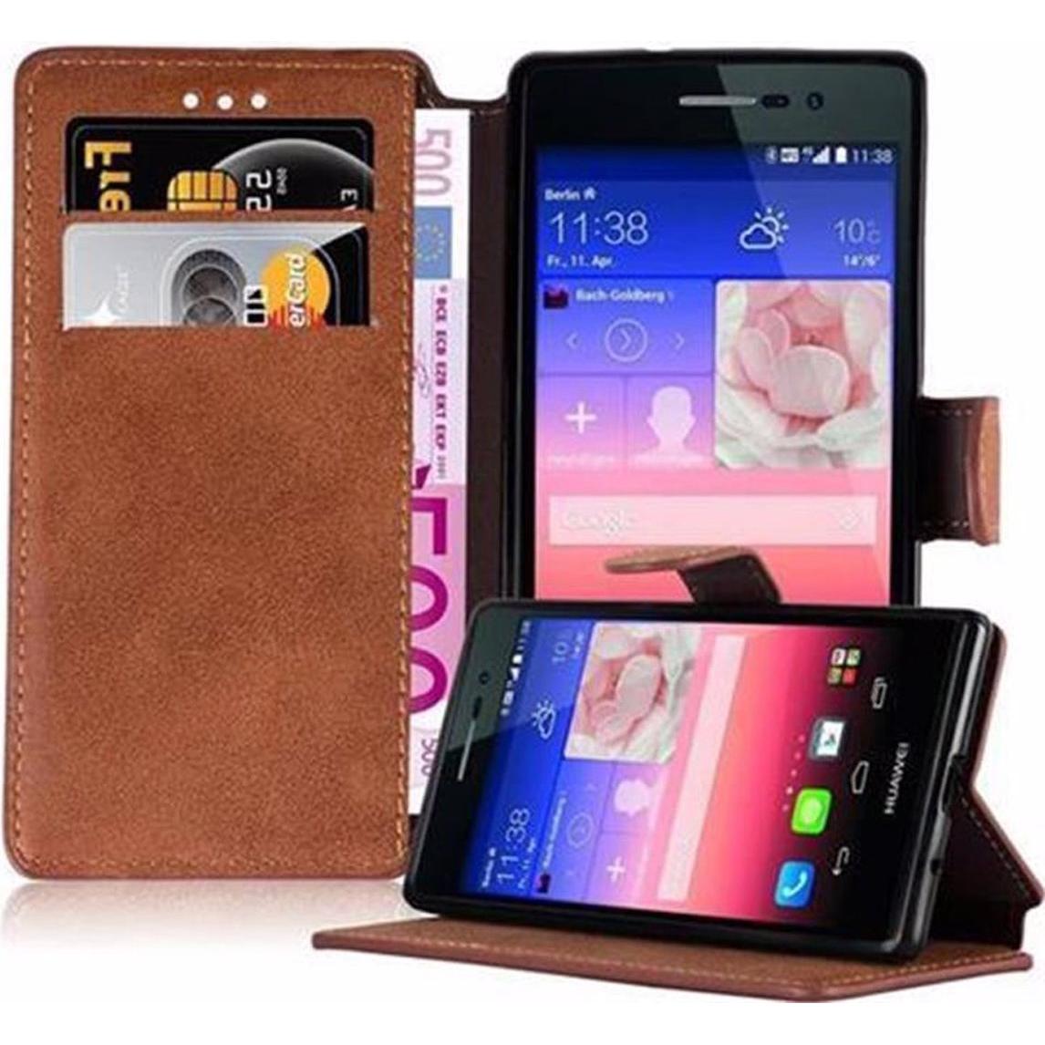 Cadorabo Book Retro Matt Wallet Cover (Huawei Ascend P7), Smartphone Hülle, Braun