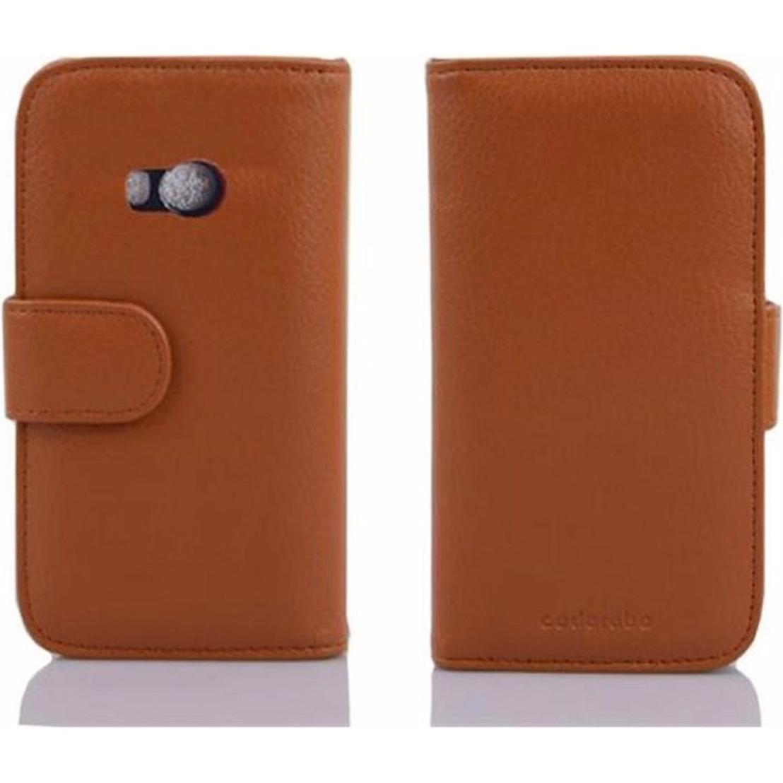 Cadorabo Book mit 3 Kartenfächer Cover (HTC One Mini 2), Smartphone Hülle, Braun