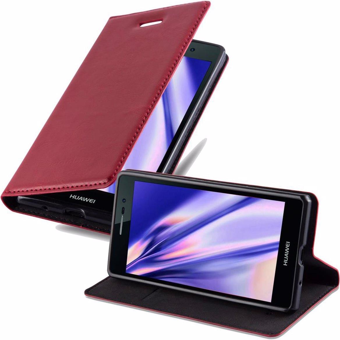 Cadorabo Book Invisible Magnet Cover (Huawei Ascend P7), Smartphone Hülle, Rot