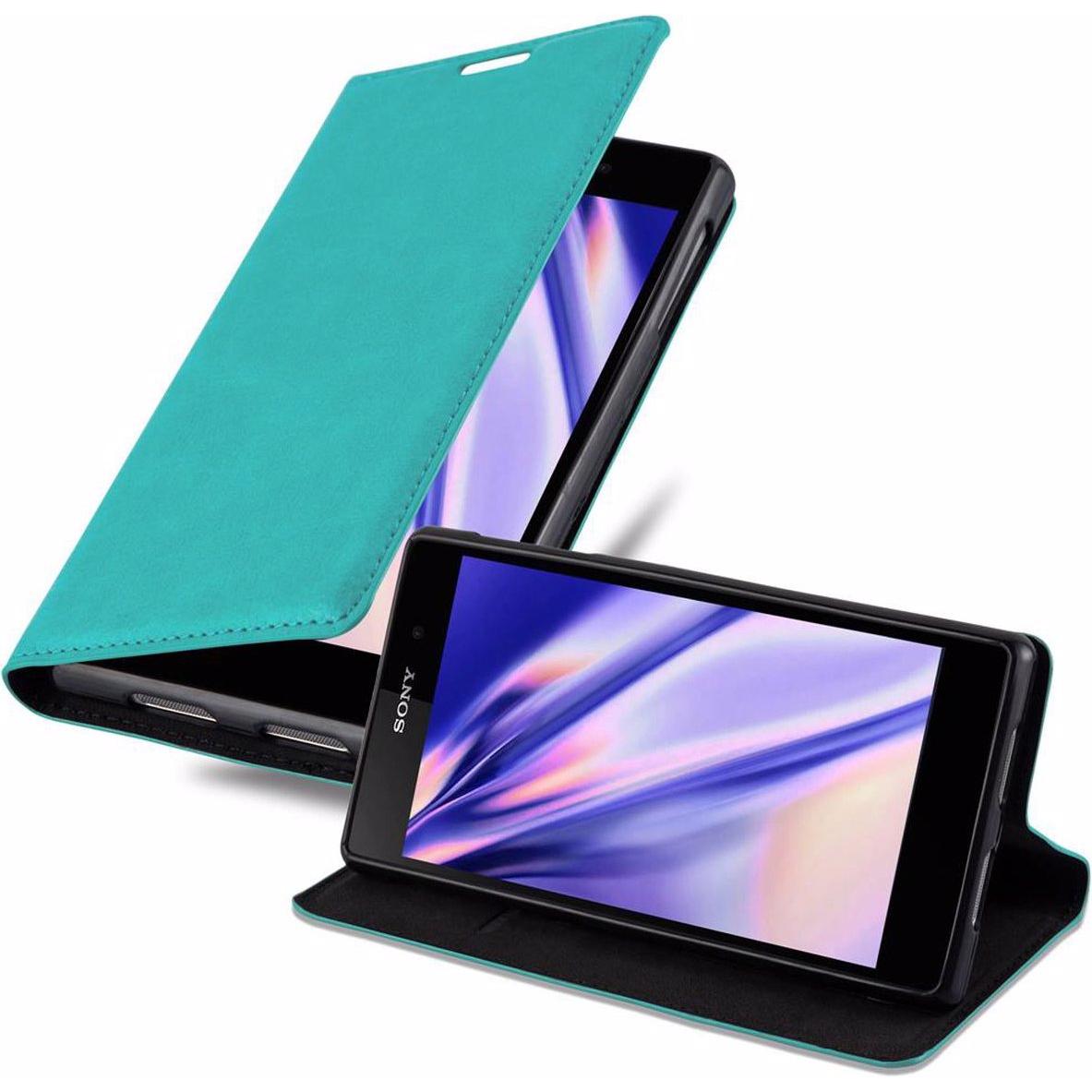 Cadorabo Book Invisible Magnet Cover (Sony Xperia Z1), Smartphone Hülle, Türkis