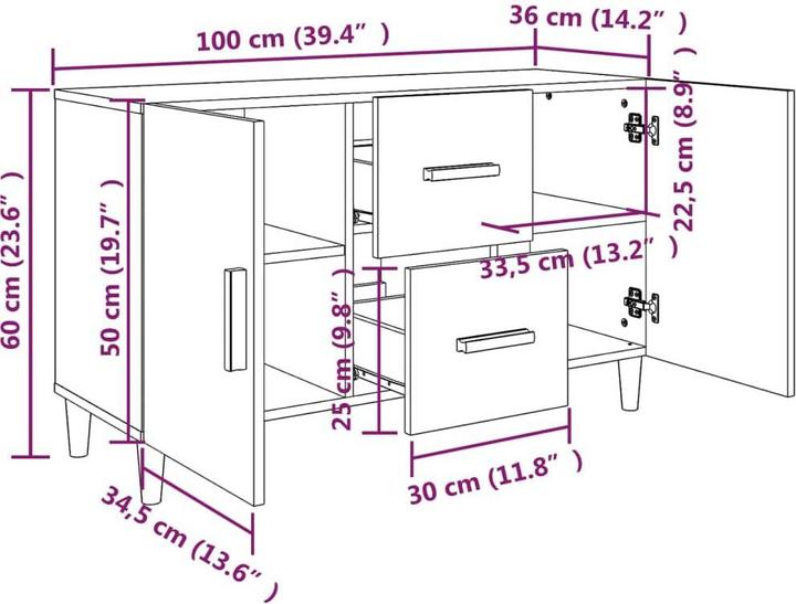 Produktbild vidaXL Sideboard (100 x 36 x 60 cm)