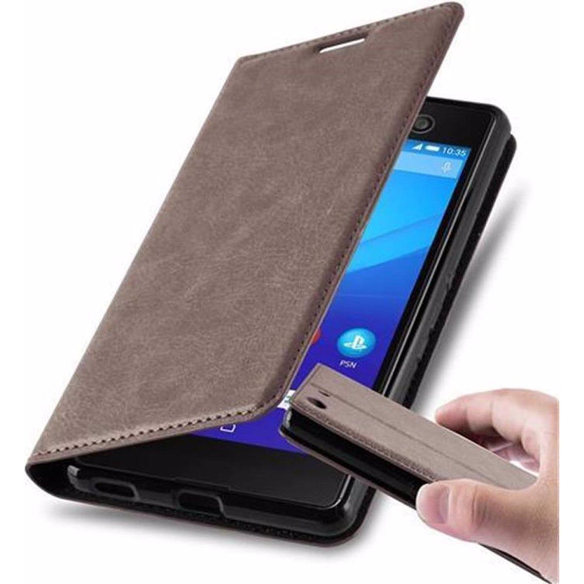 Cadorabo Book Invisible Magnet Cover (Sony Xperia M5), Smartphone Hülle, Braun