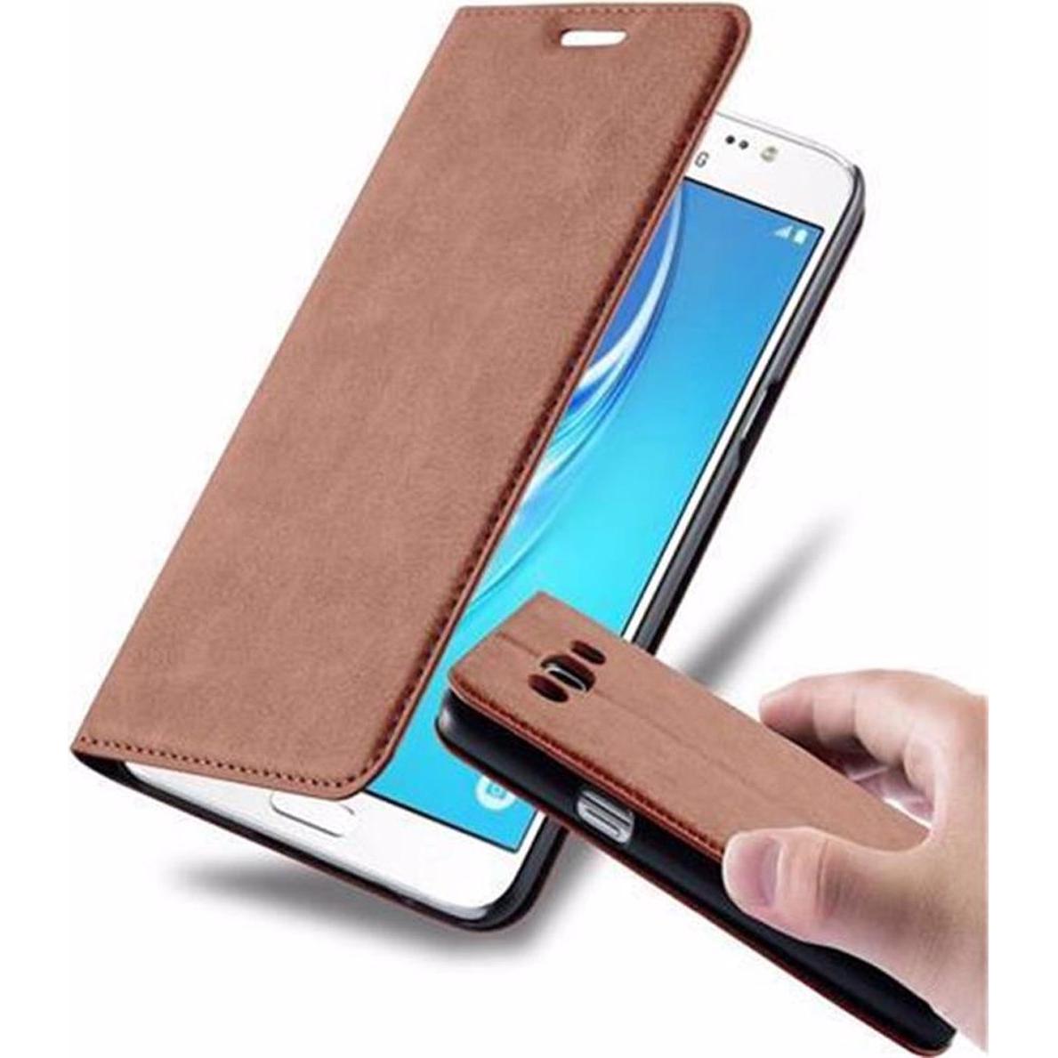Cadorabo Book Invisible Magnet Cover (Samsung Galaxy J5 (2015)), Smartphone Hülle, Braun